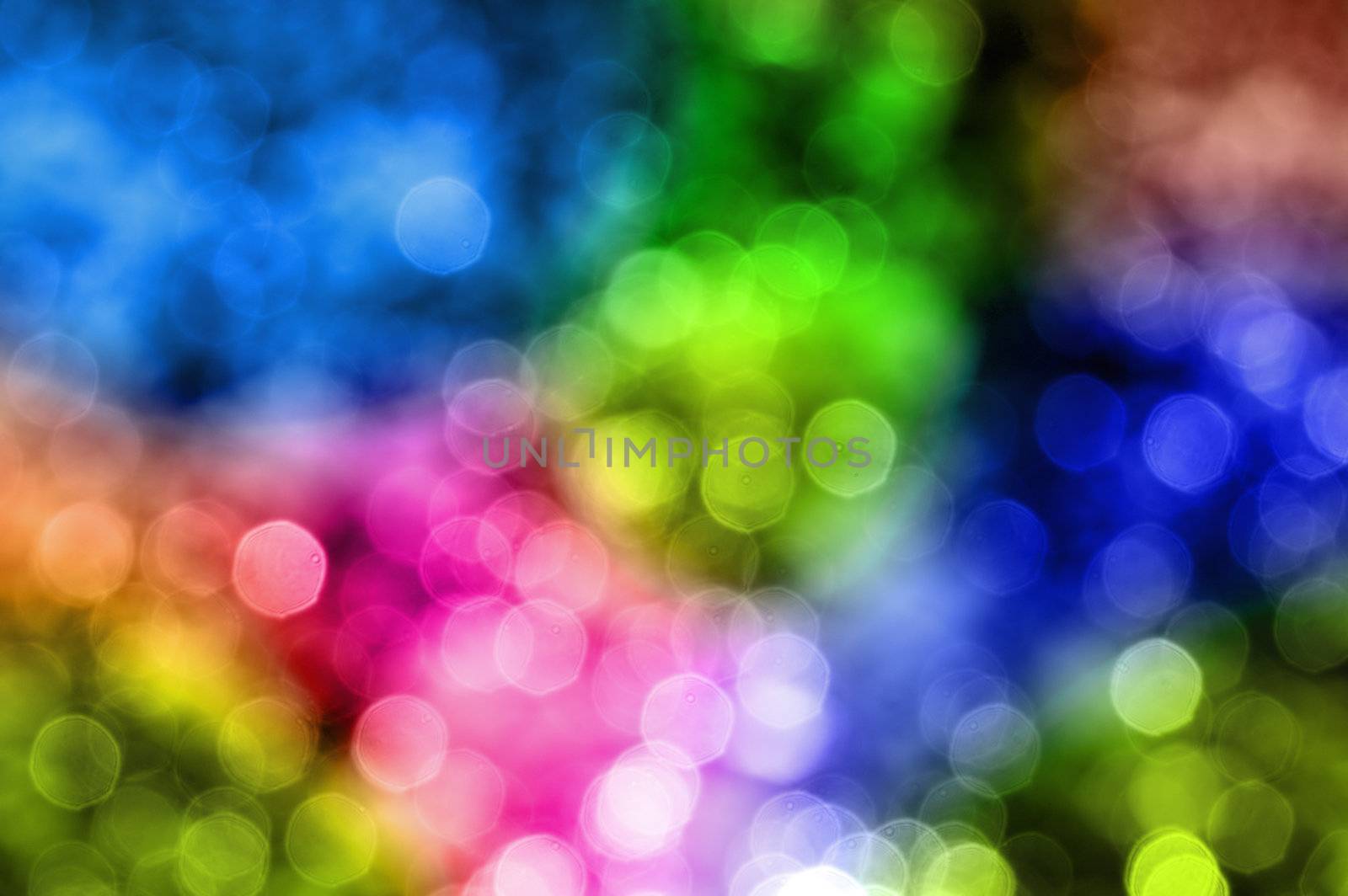 Bokeh effect with many colors and some white lights