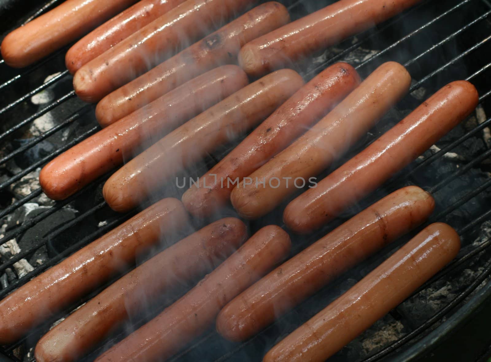 Hot dogs on grill