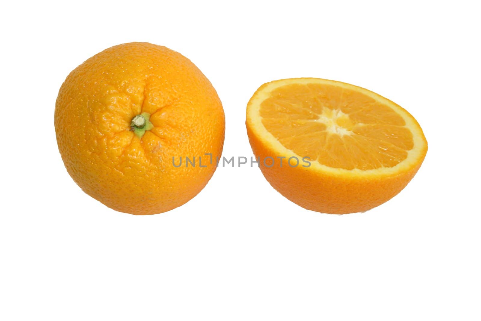 Orange halves isolated on white background