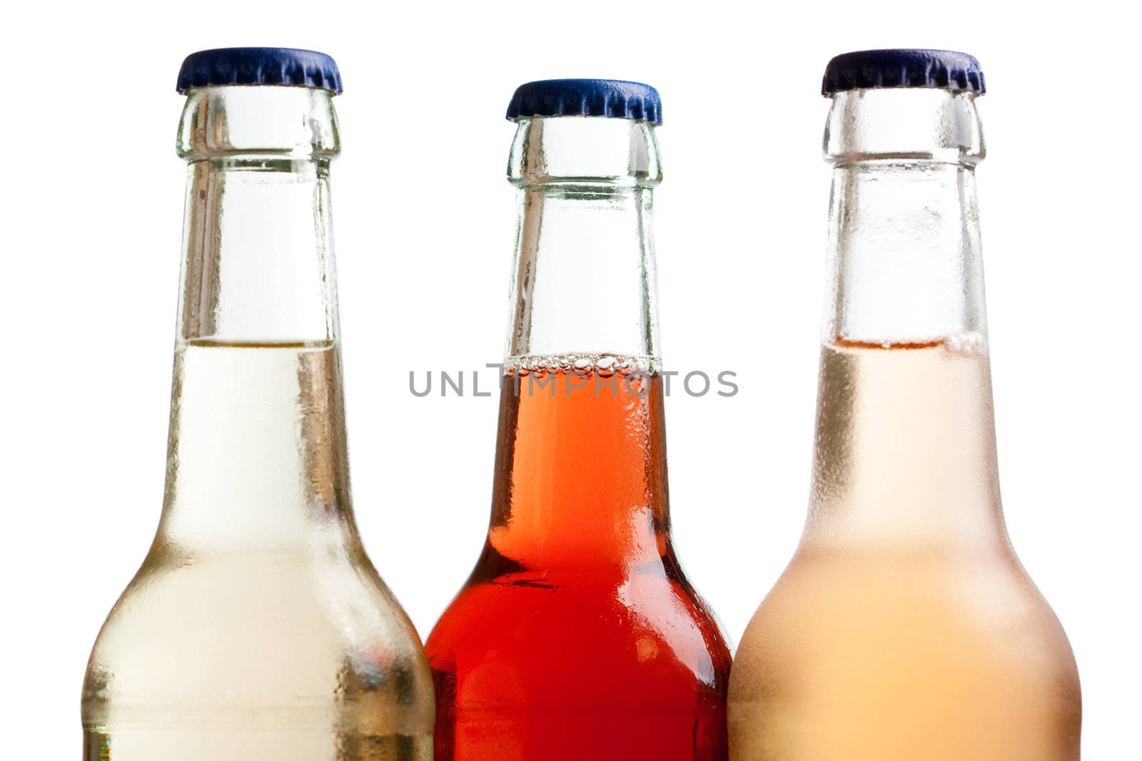 Three cool bottles of fresh beverages