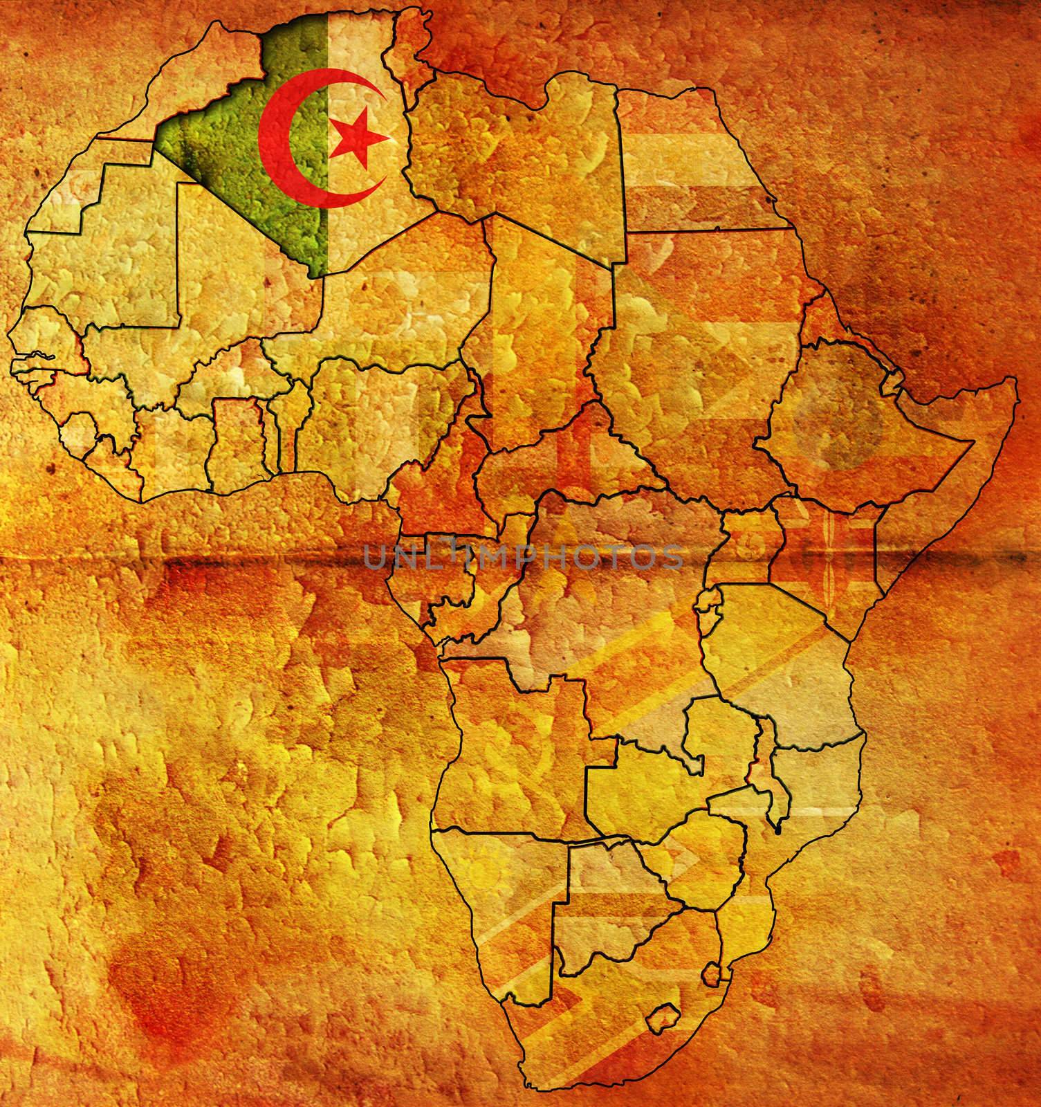 flag of algeria on africa map
