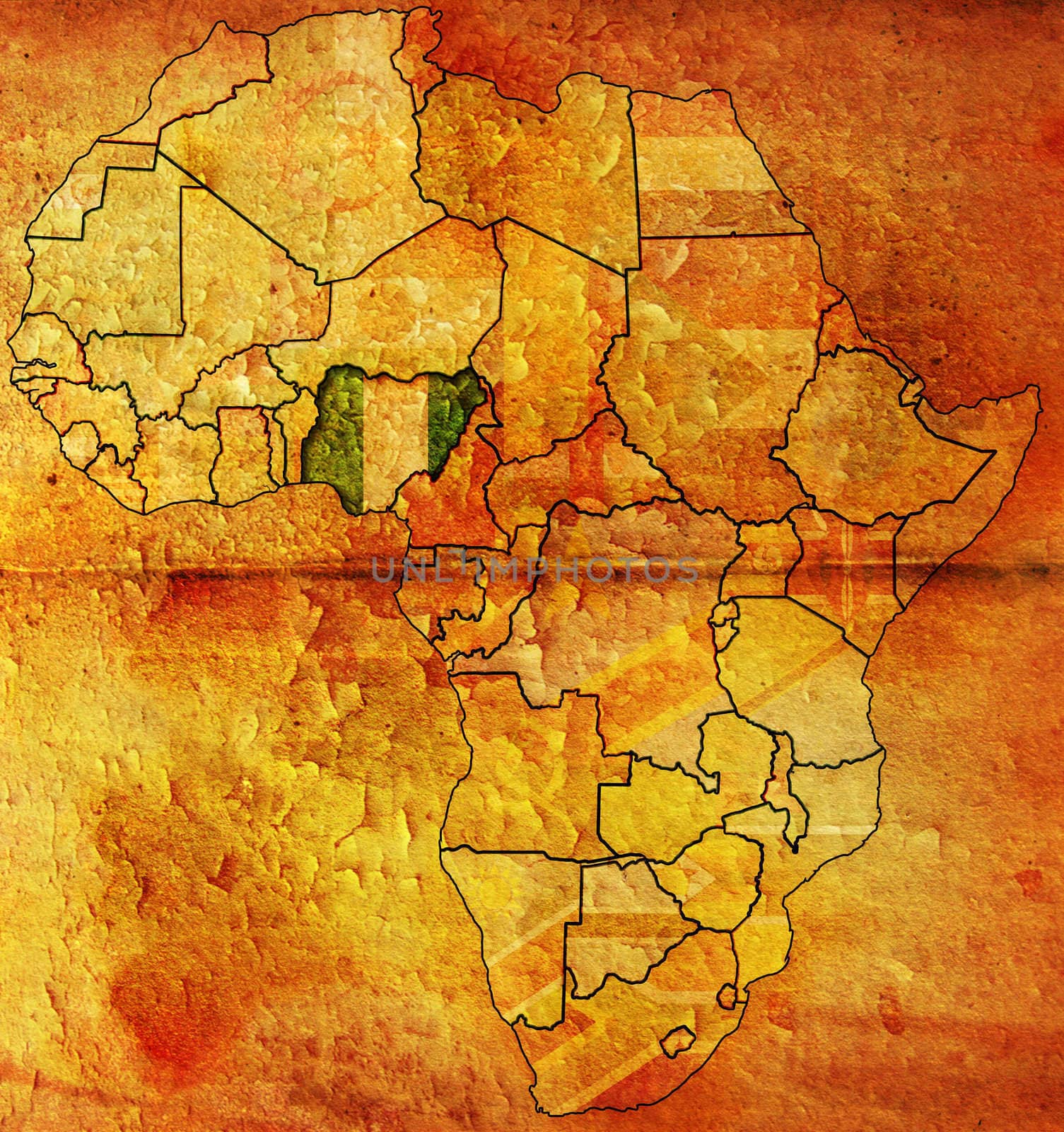 nigeria flag on africa map