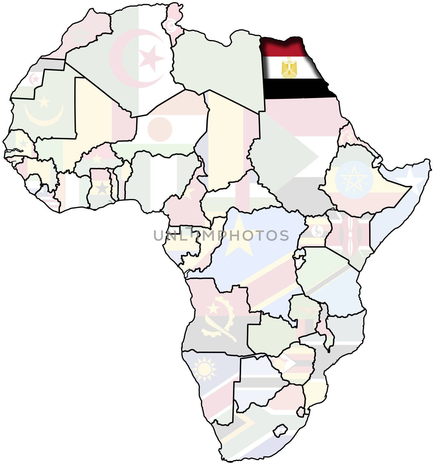 flag of egypt on africa map