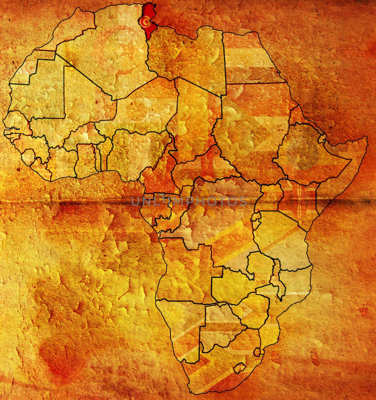 tunisia on africa map by michal812