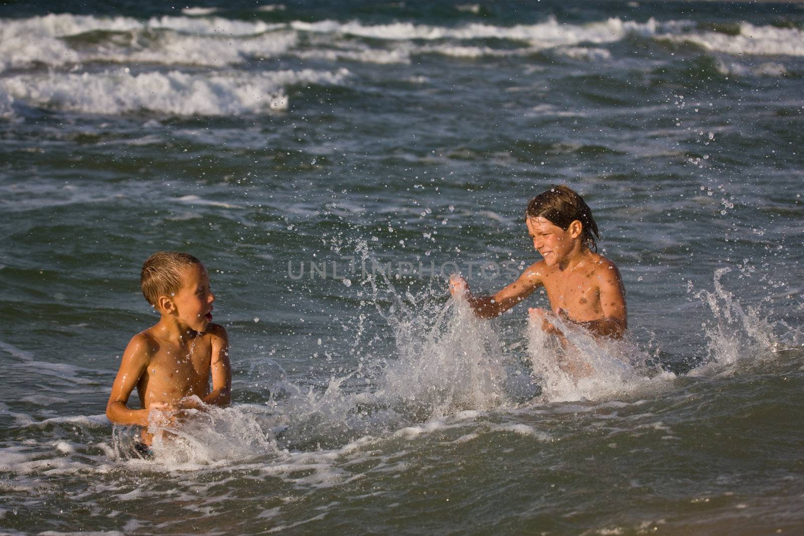 people series: two boy are play the game with water