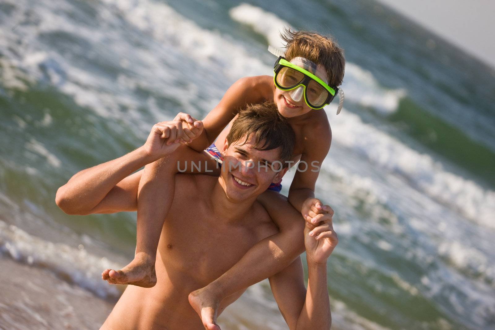 people series: two brother on the sea getting fun