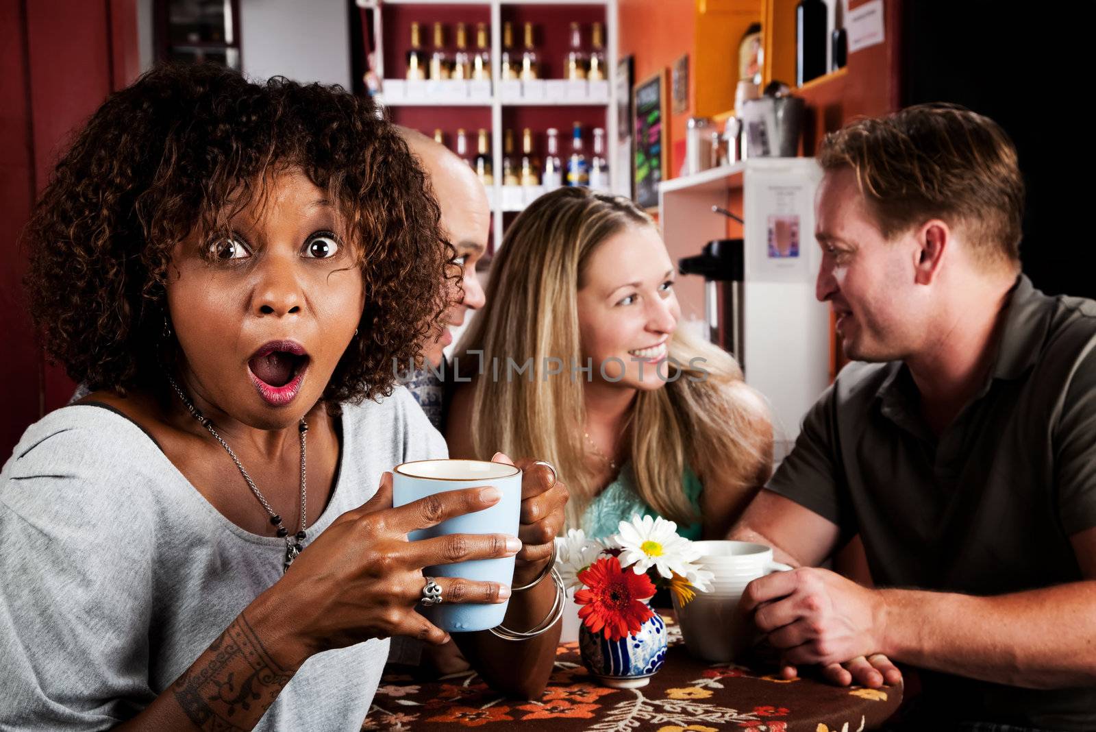 Shocked African American Woman with Friends by Creatista