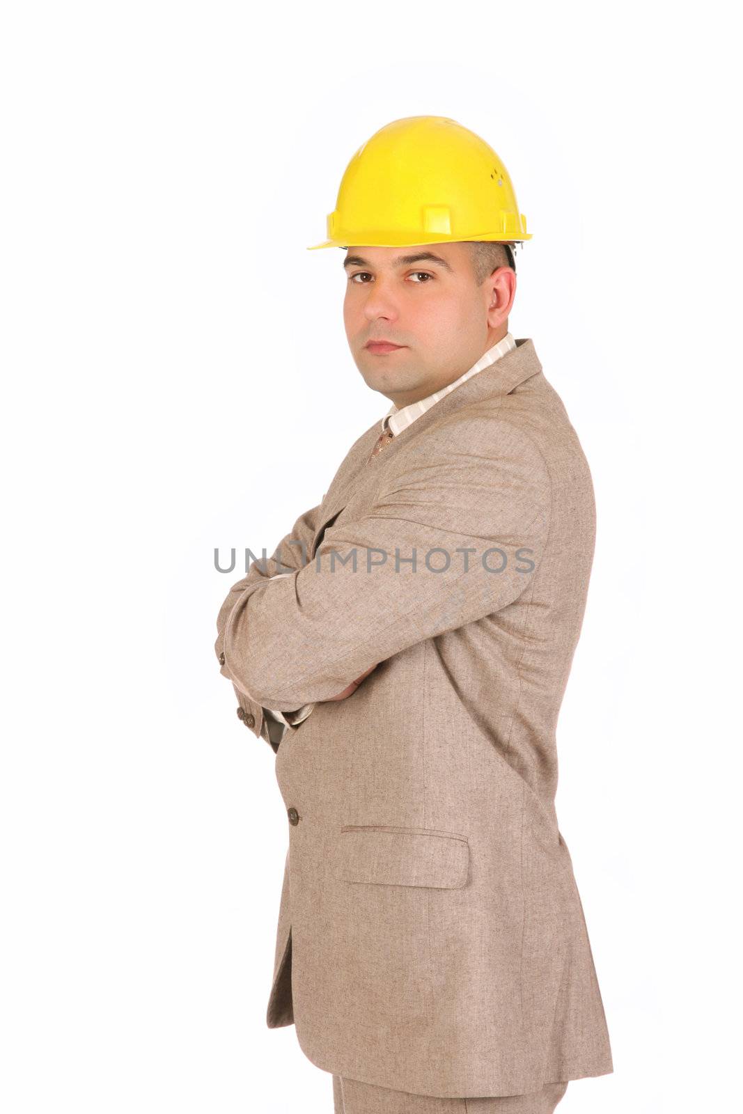 A Businessman looking on white background