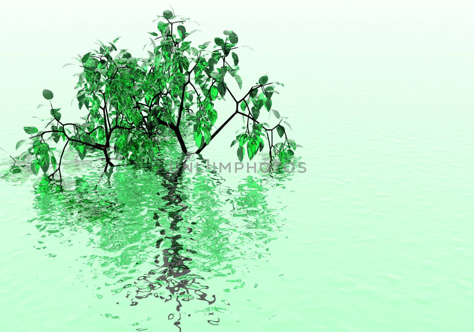 abstract creative symbolic image lone tree in the water 
