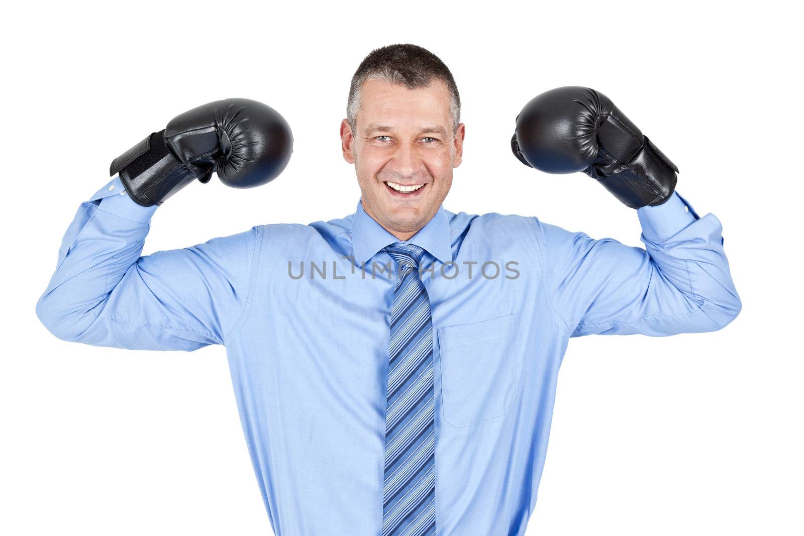An image of a business man boxing