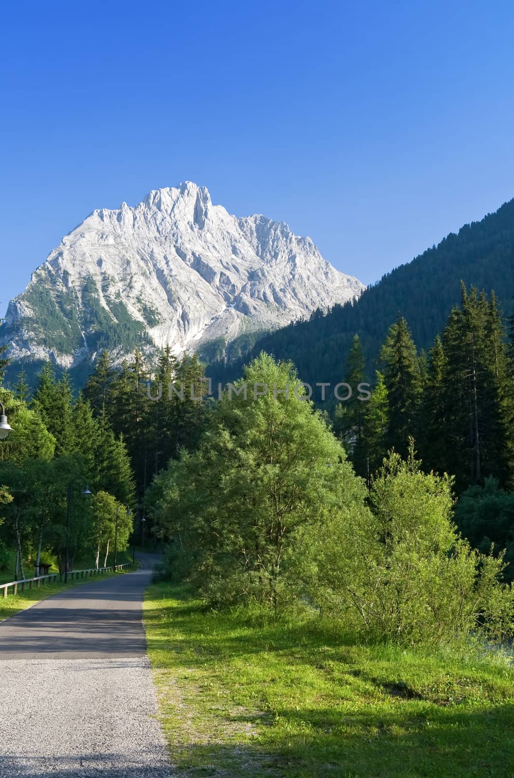 summer view of Val di Fassa near Canazei