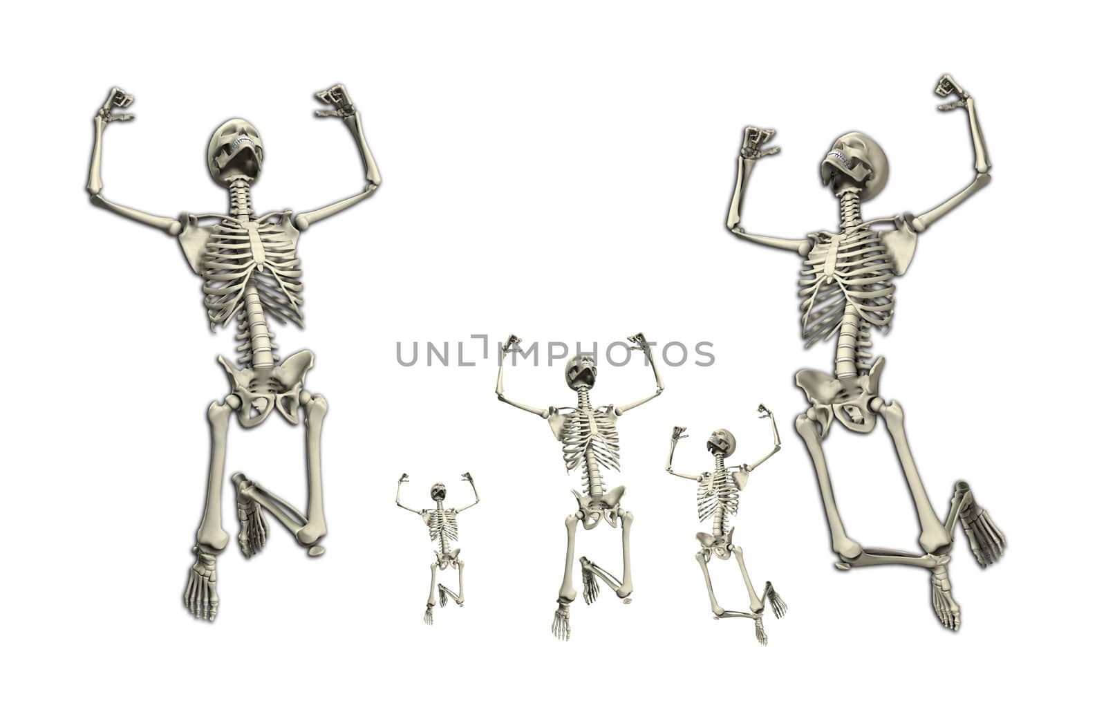 Some active skeletons that are jumping around.