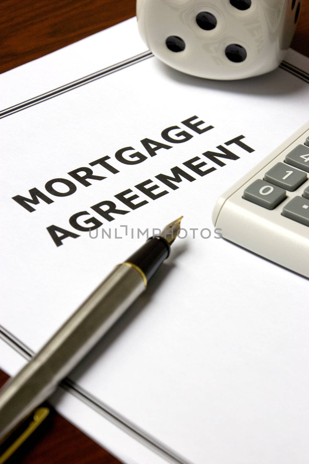 Image of a mortgage agreement on an office table.