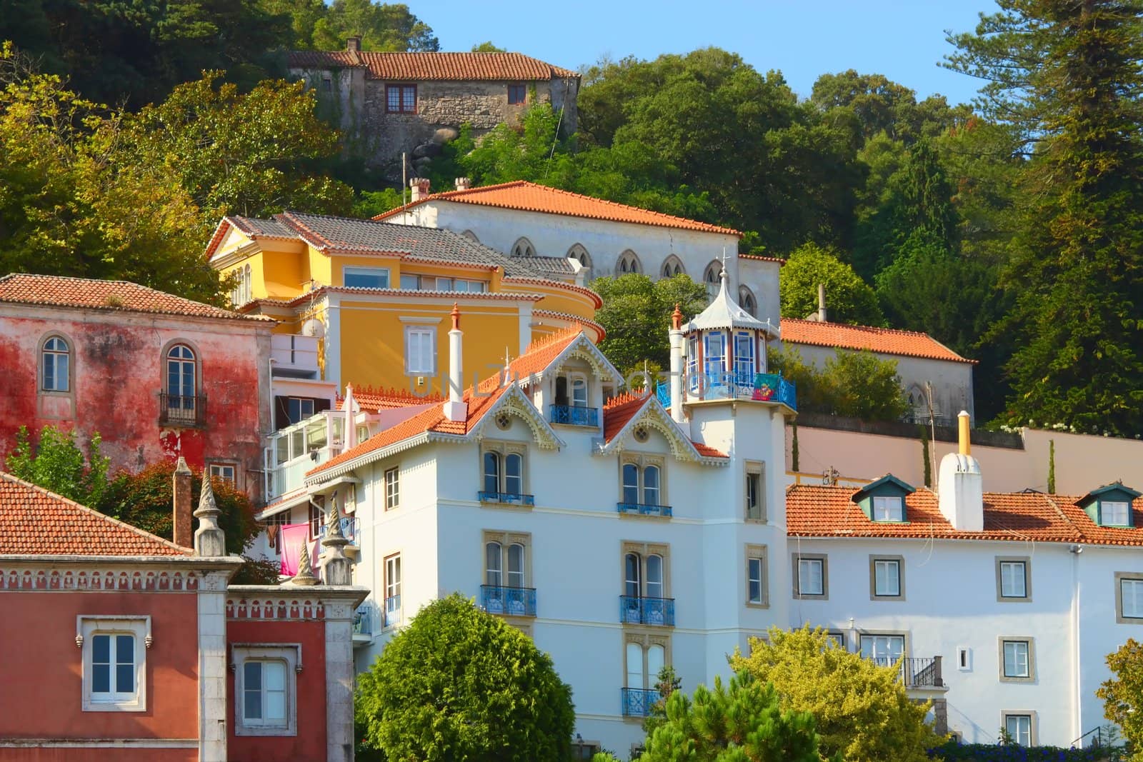 colorful homes on a hill in Sintra, Portugal