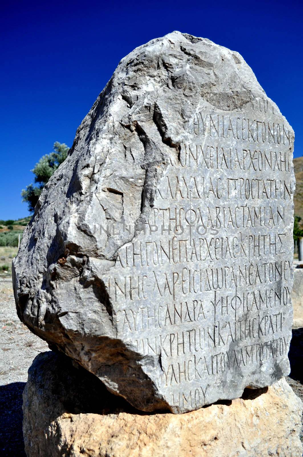 Archaeological site of Gortyn, Crete. Ancient Greek writing. by FER737NG