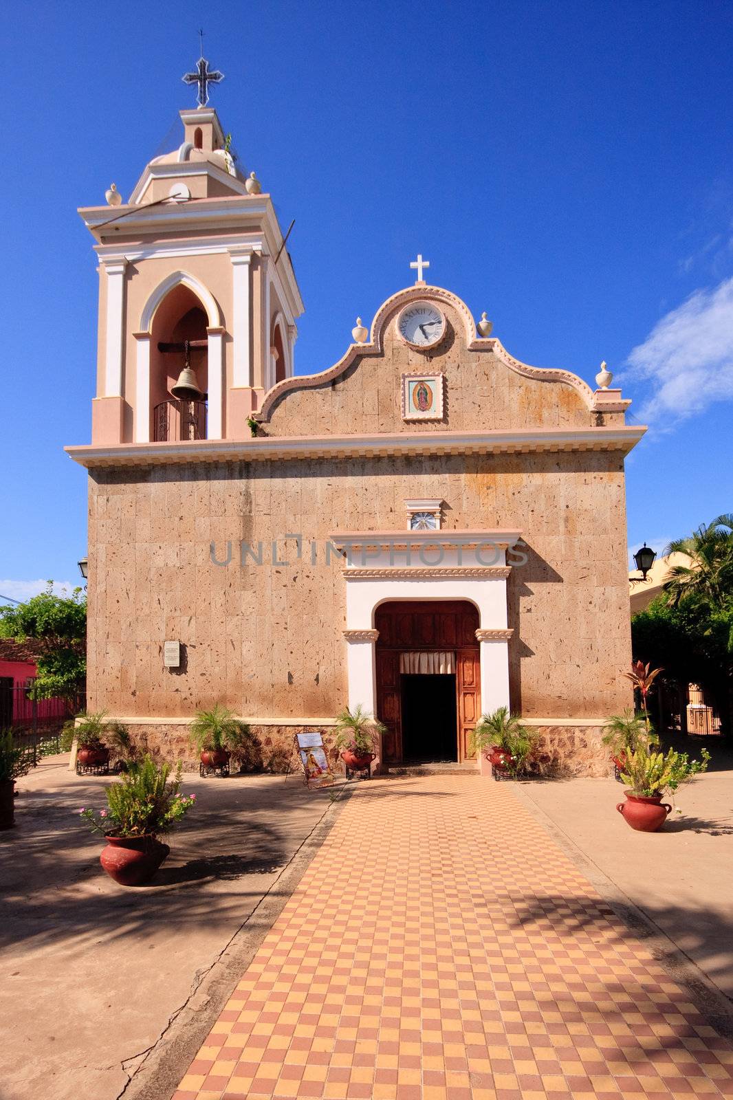 Front view of El Quelite Church in Mexico by steheap