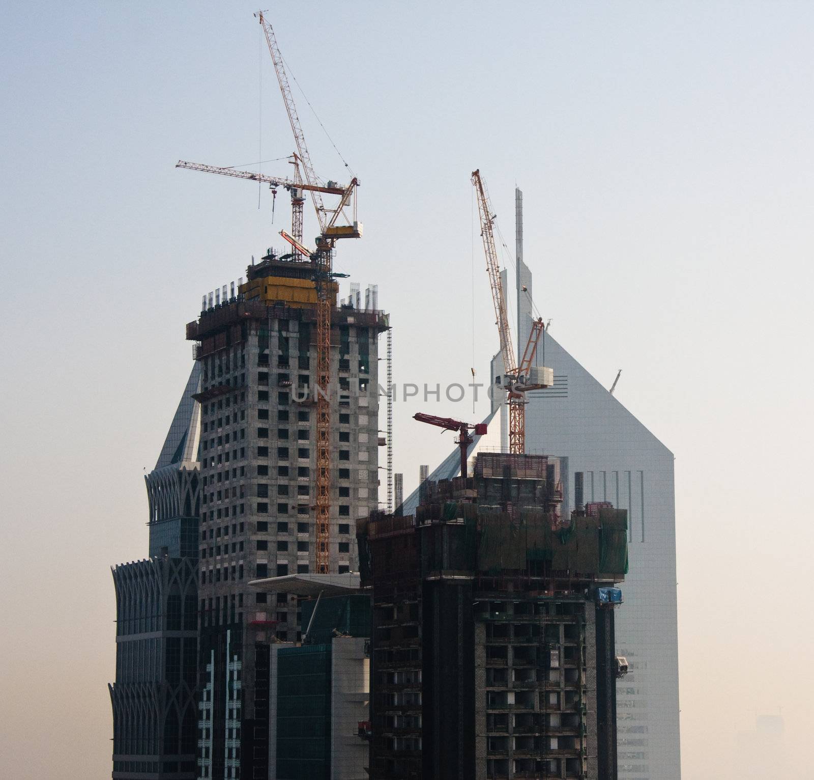 Towering city skyscraper blocks in Dubai