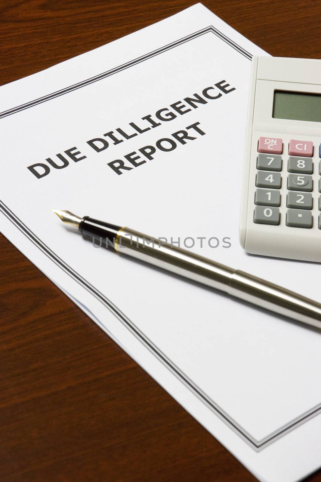 Image of a due dilligence report on an office table.