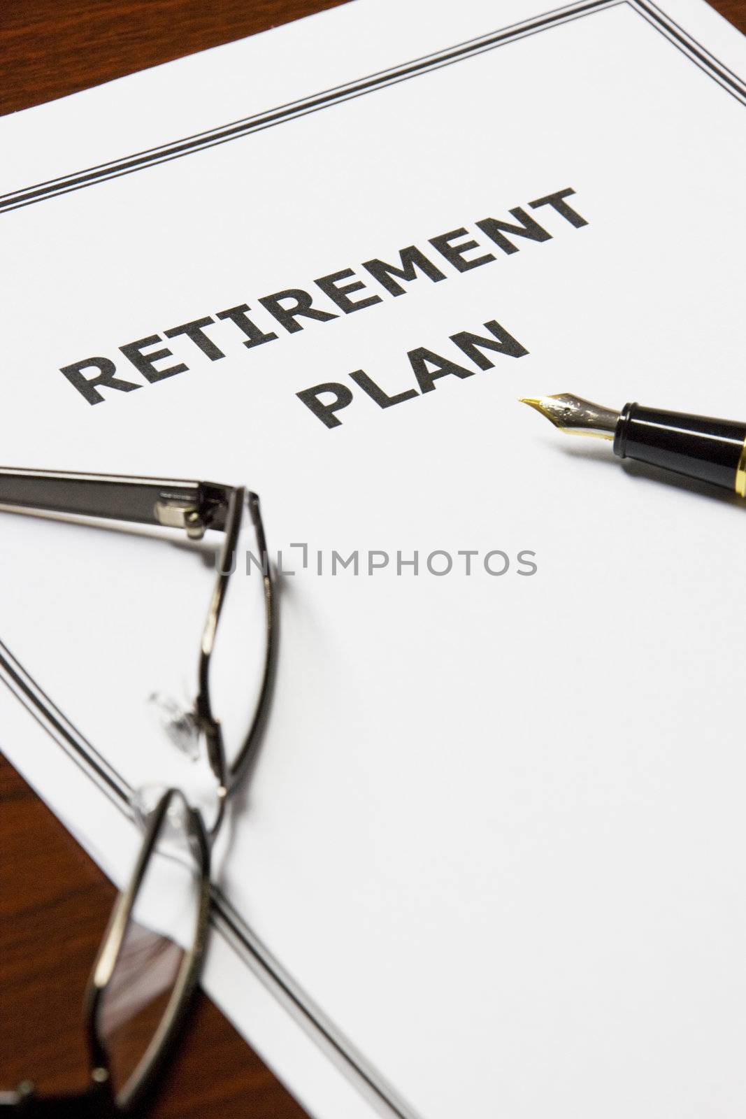 Image of a retirement plan on an office table.
