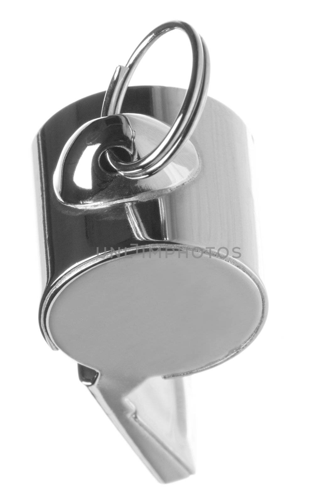 Isolated macro image of a whistle.