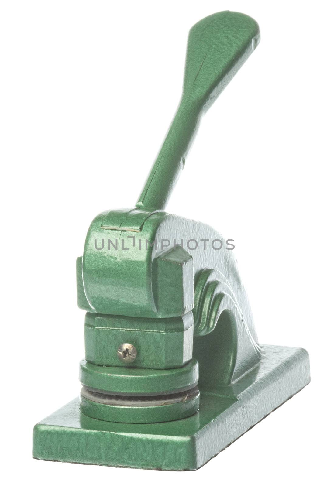 Isolated image of a devise for affixing the company's common seal.