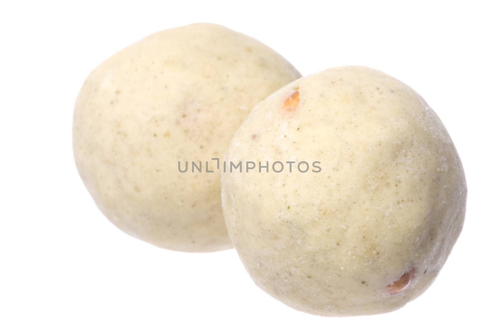 Isolated macro image of Indian ghee balls.
