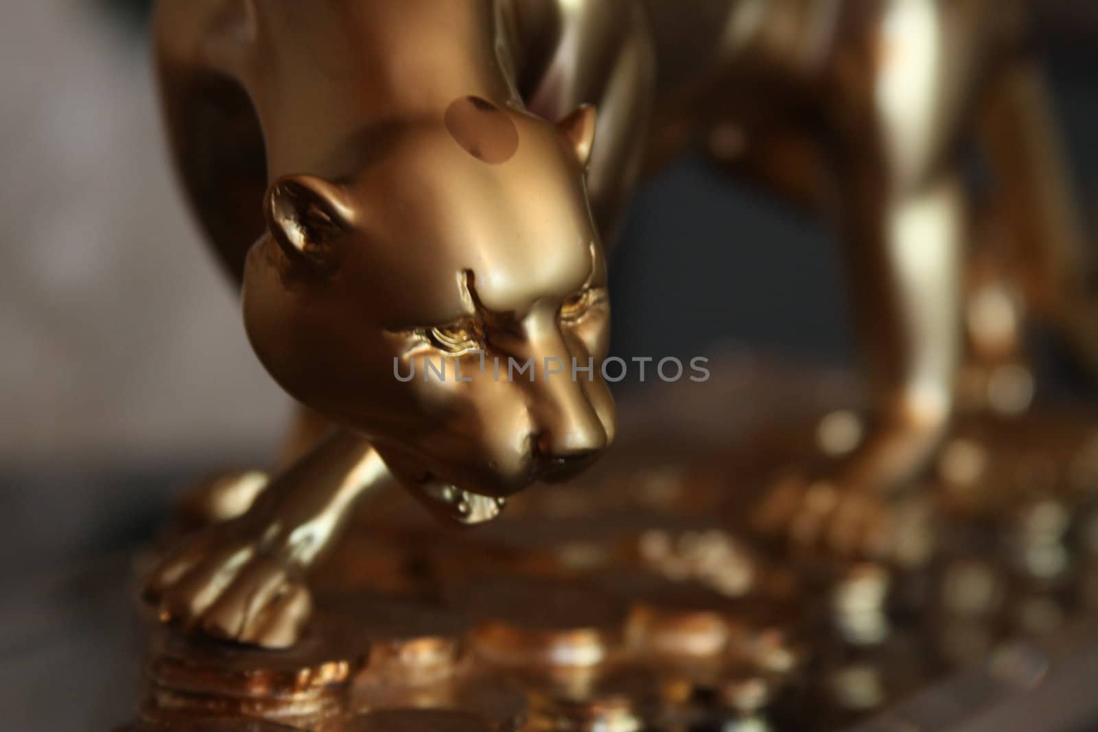 Luxury Golden Jaguar Figurine close up.