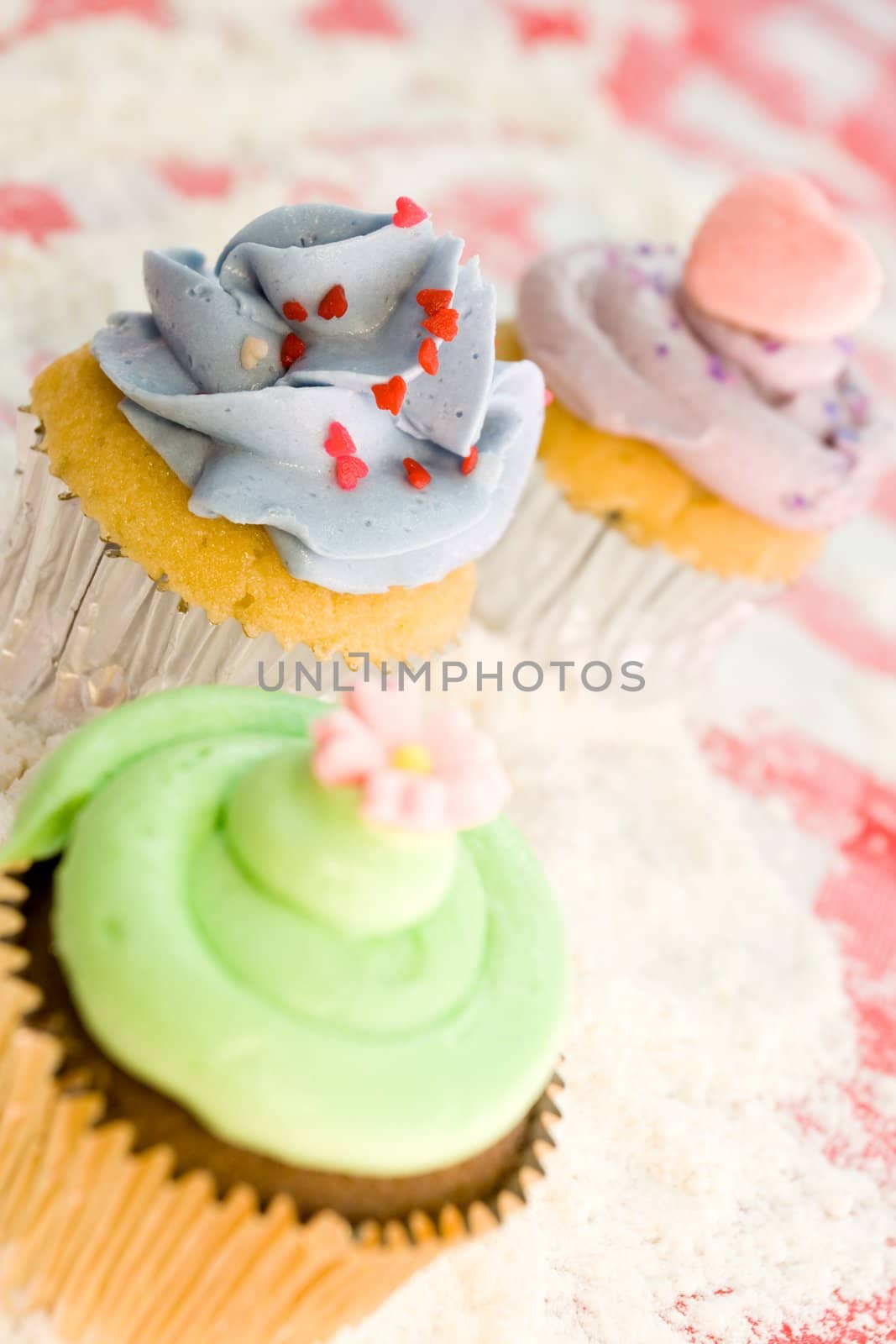 delicious cupcakes on wheat flour