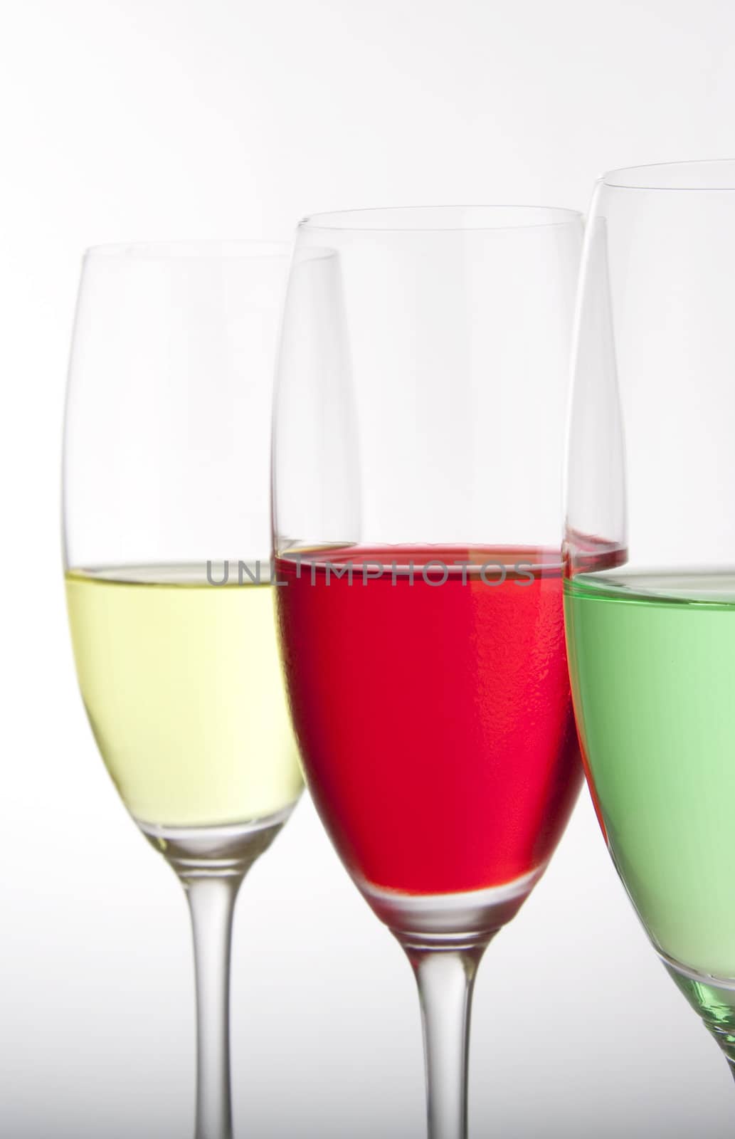 Colorful cocktails for a party or celebration served in a champagne glass