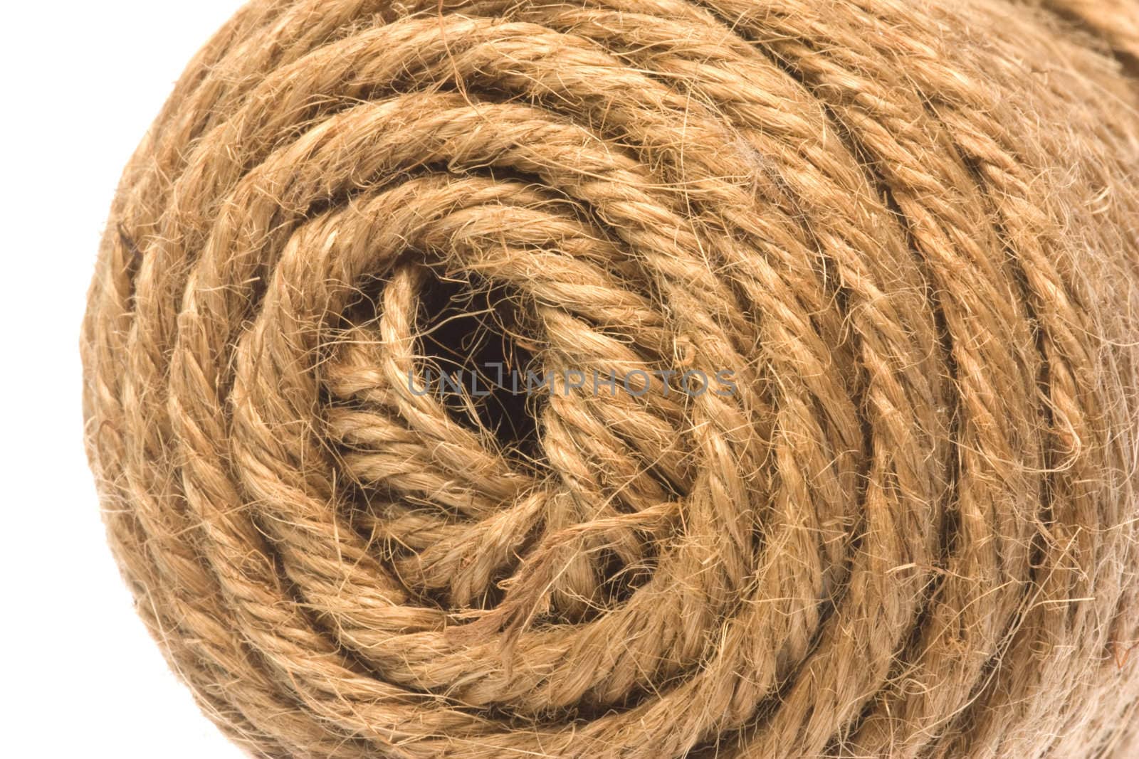 Isolated image of rope against a completely white background.