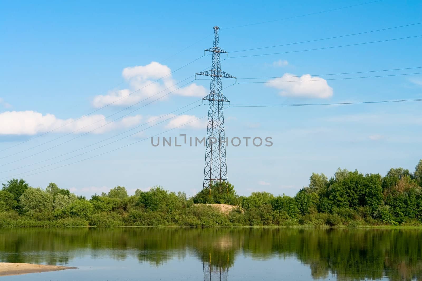 electric power line near river