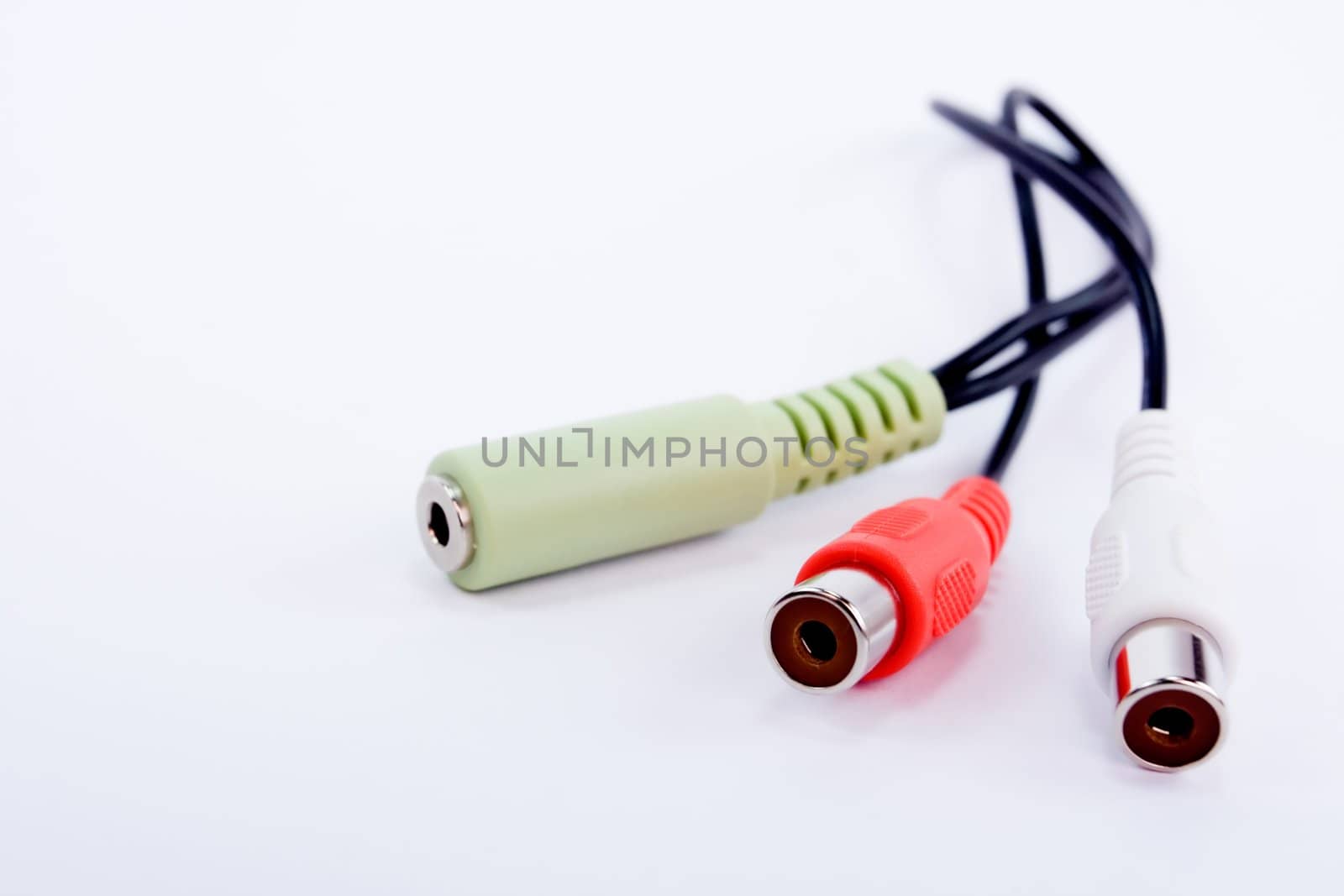 audio cable plug isolated on white background