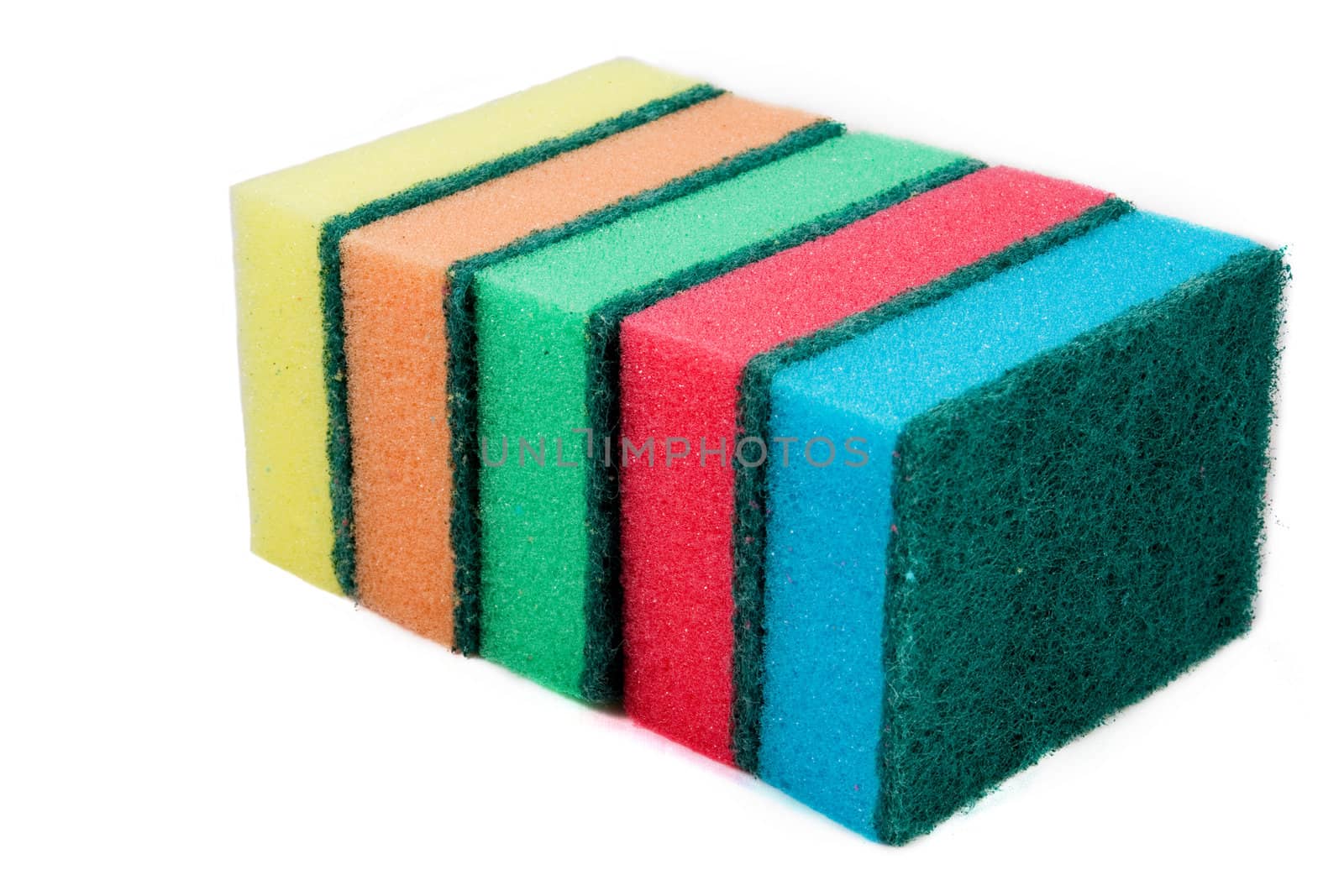 color sponges on white background