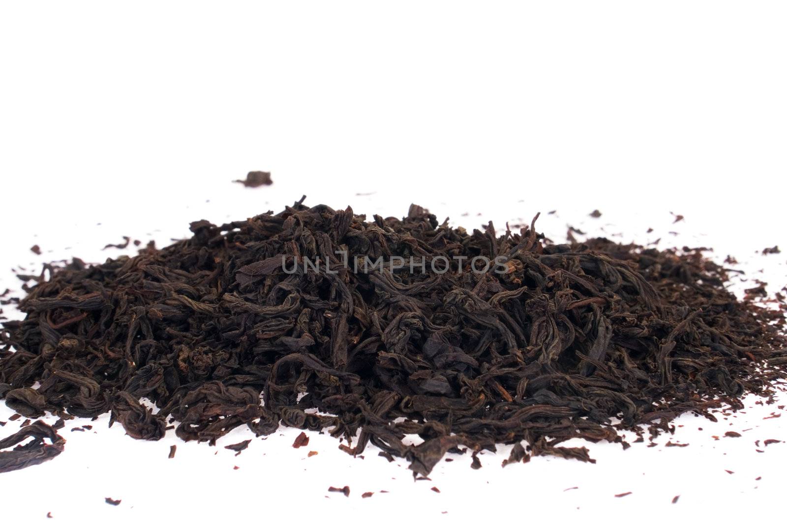 black tea isolated on white background