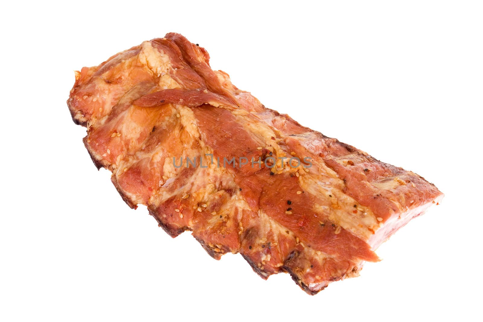 smoked meat isolated on white background