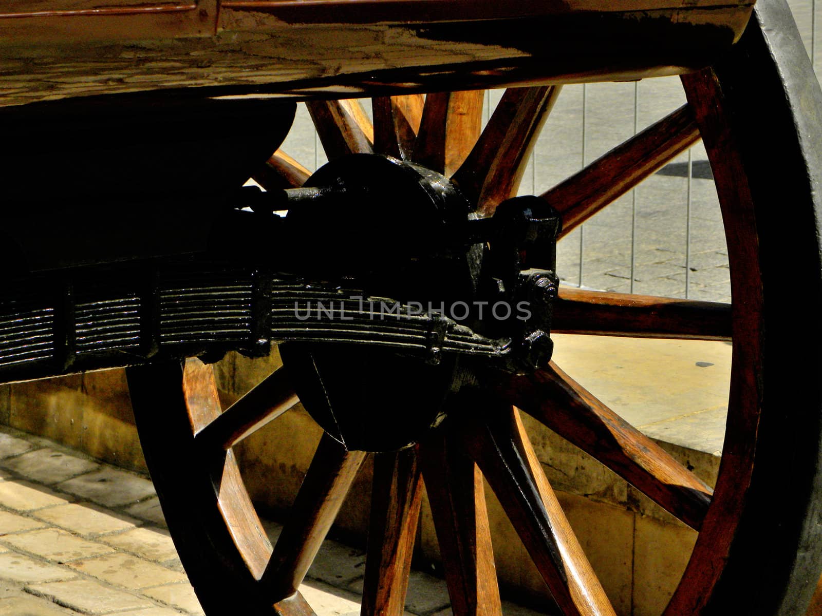 Wood wheel from horse and cart. Photo was  taken in Cracow. 