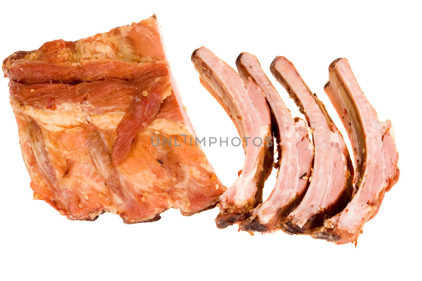 smoked meat isolated on white background