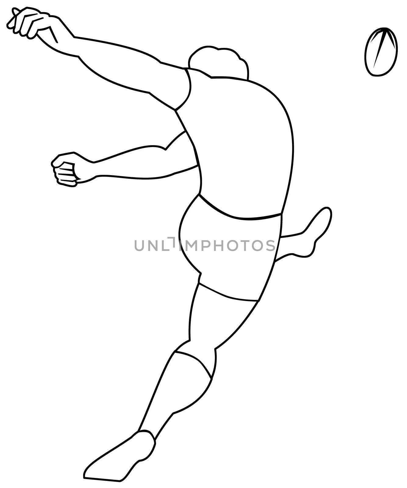 Rugby player kicking ball viewed from rear by patrimonio
