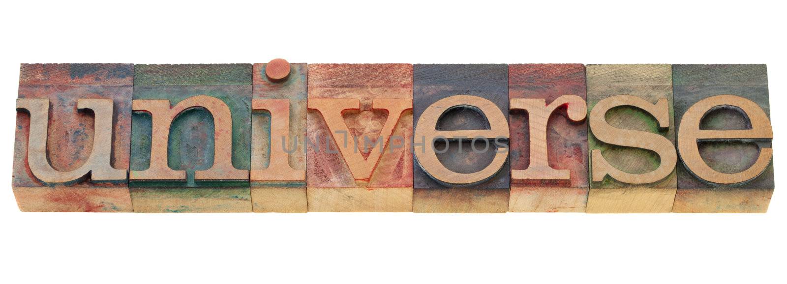 universe - isolated word in vintage wood letterpress printing blocks