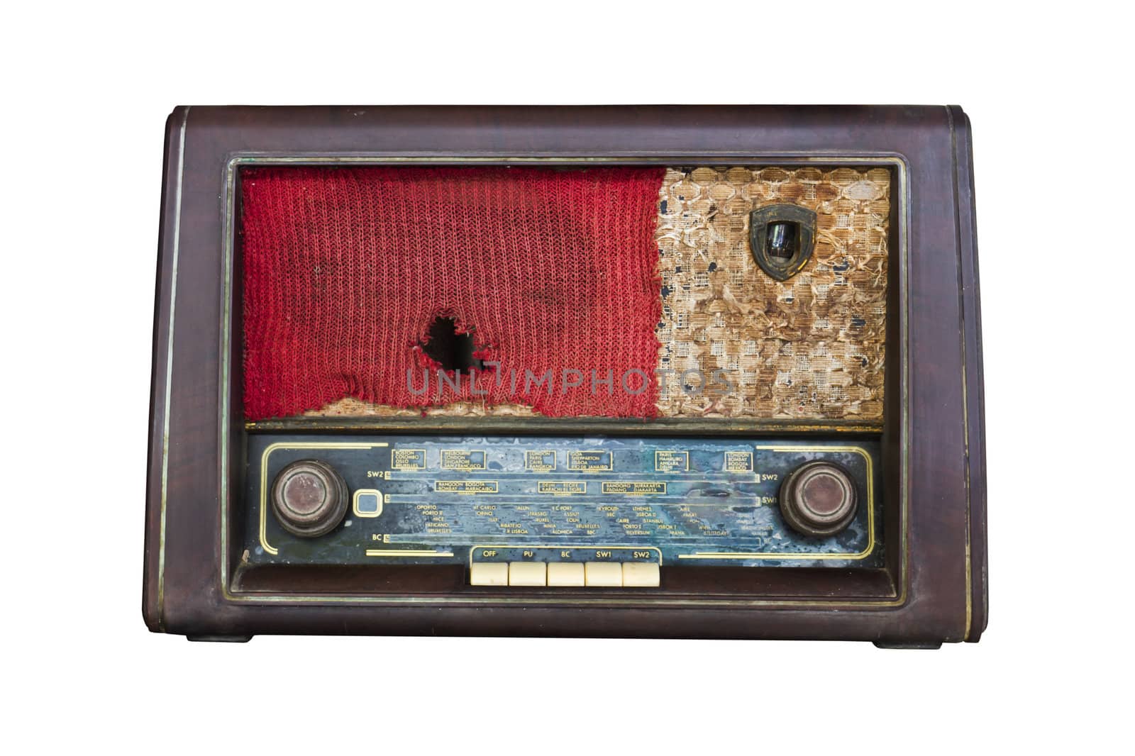 Old radio isolated on white background.