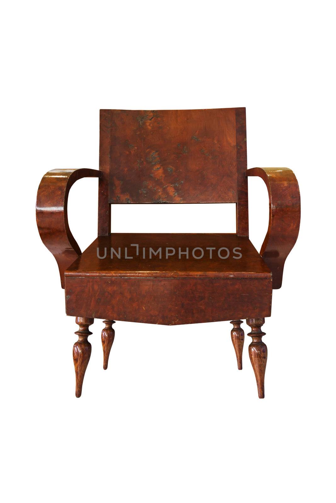 Old Wooden arm chair isolated on the white