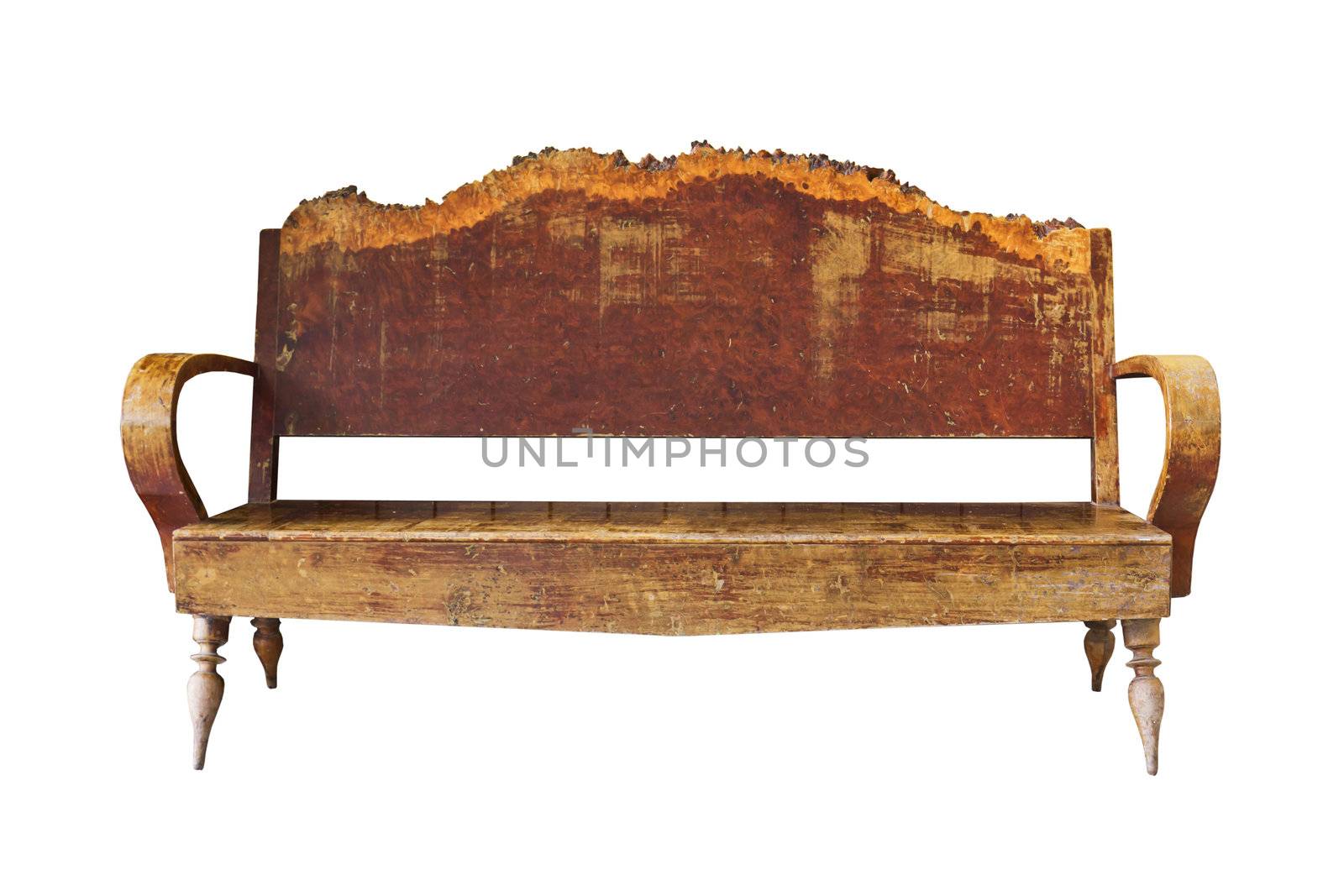 Old Wooden arm chair isolated on the white