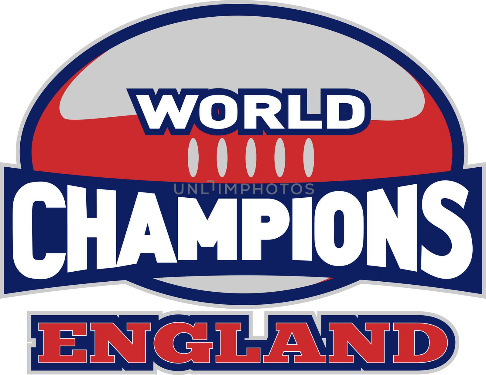 illustration of a rugby ball with words world champions England on isolated background