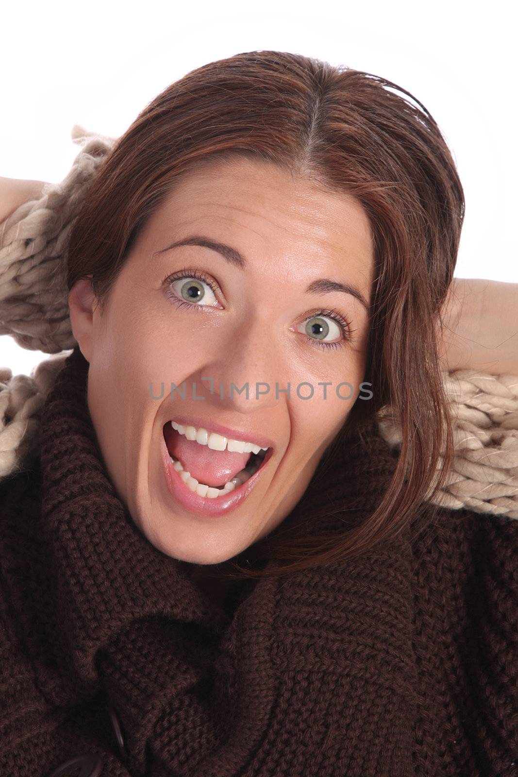 beautiful young a woman on white background