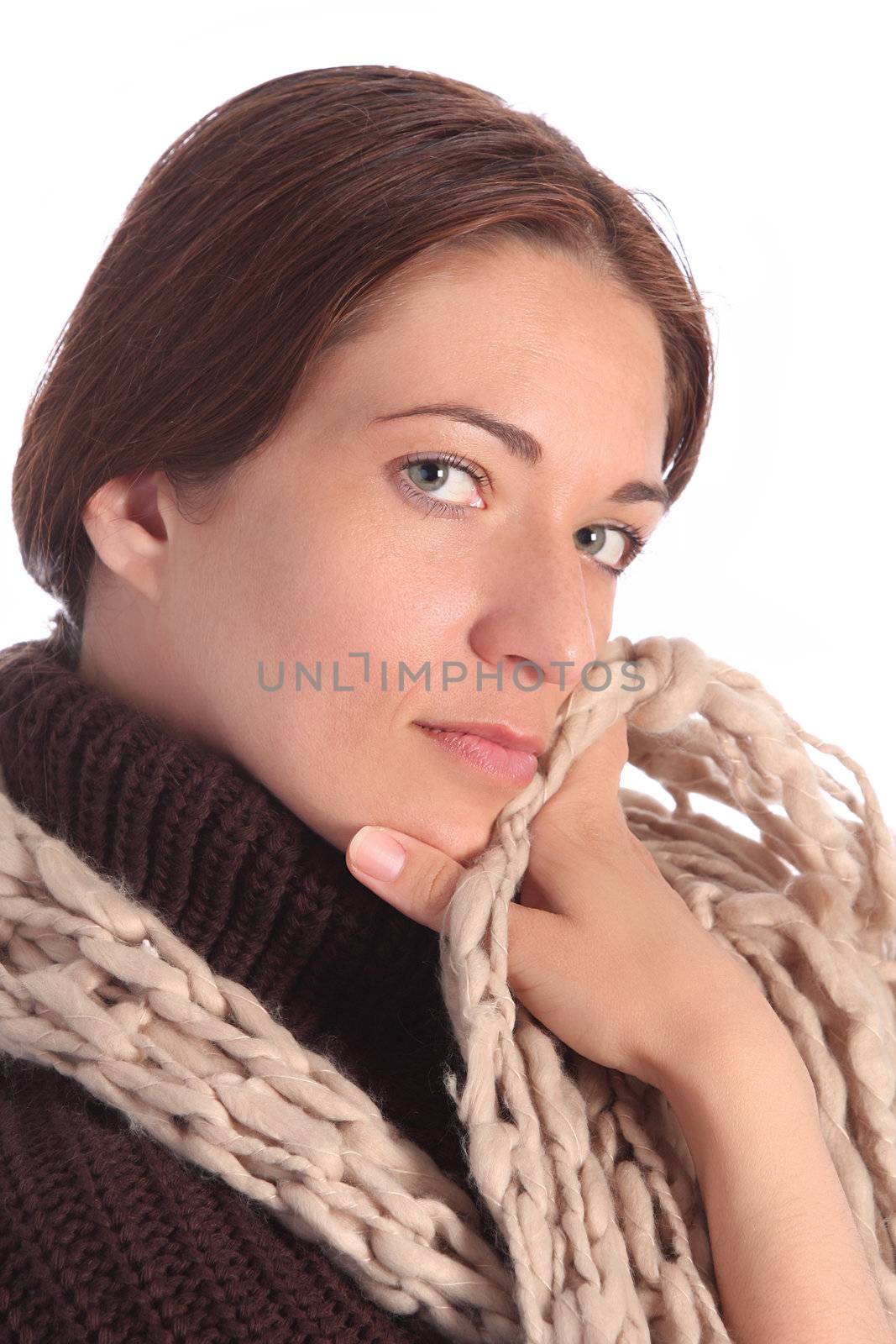 beautiful young a woman on white background