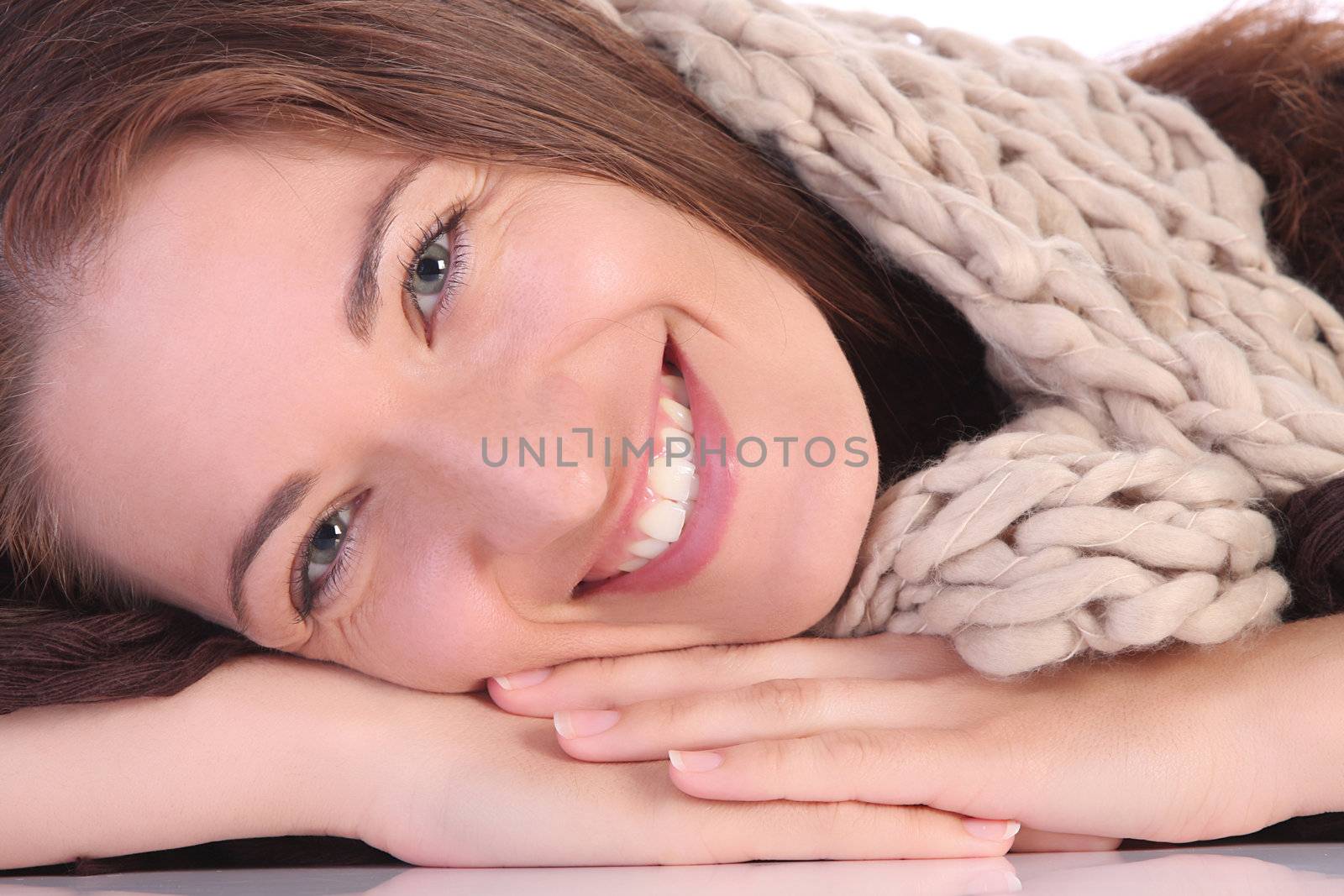 beautiful young a woman on white background