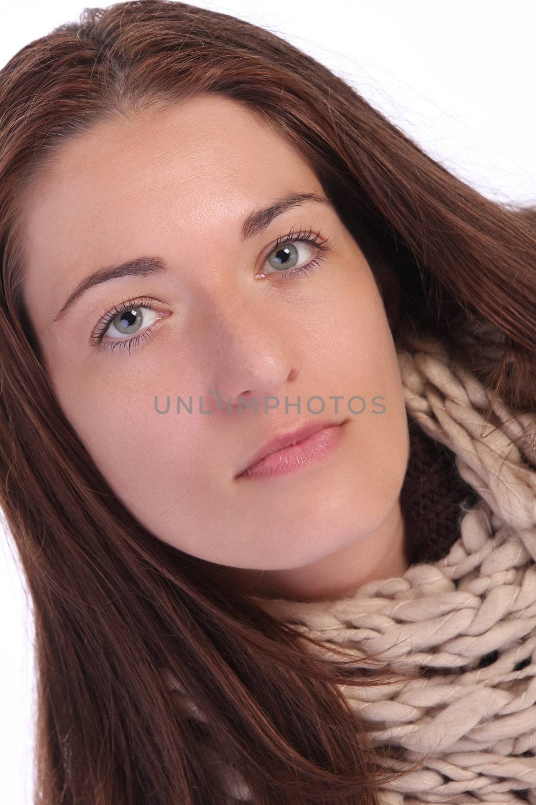 beautiful young a woman on white background