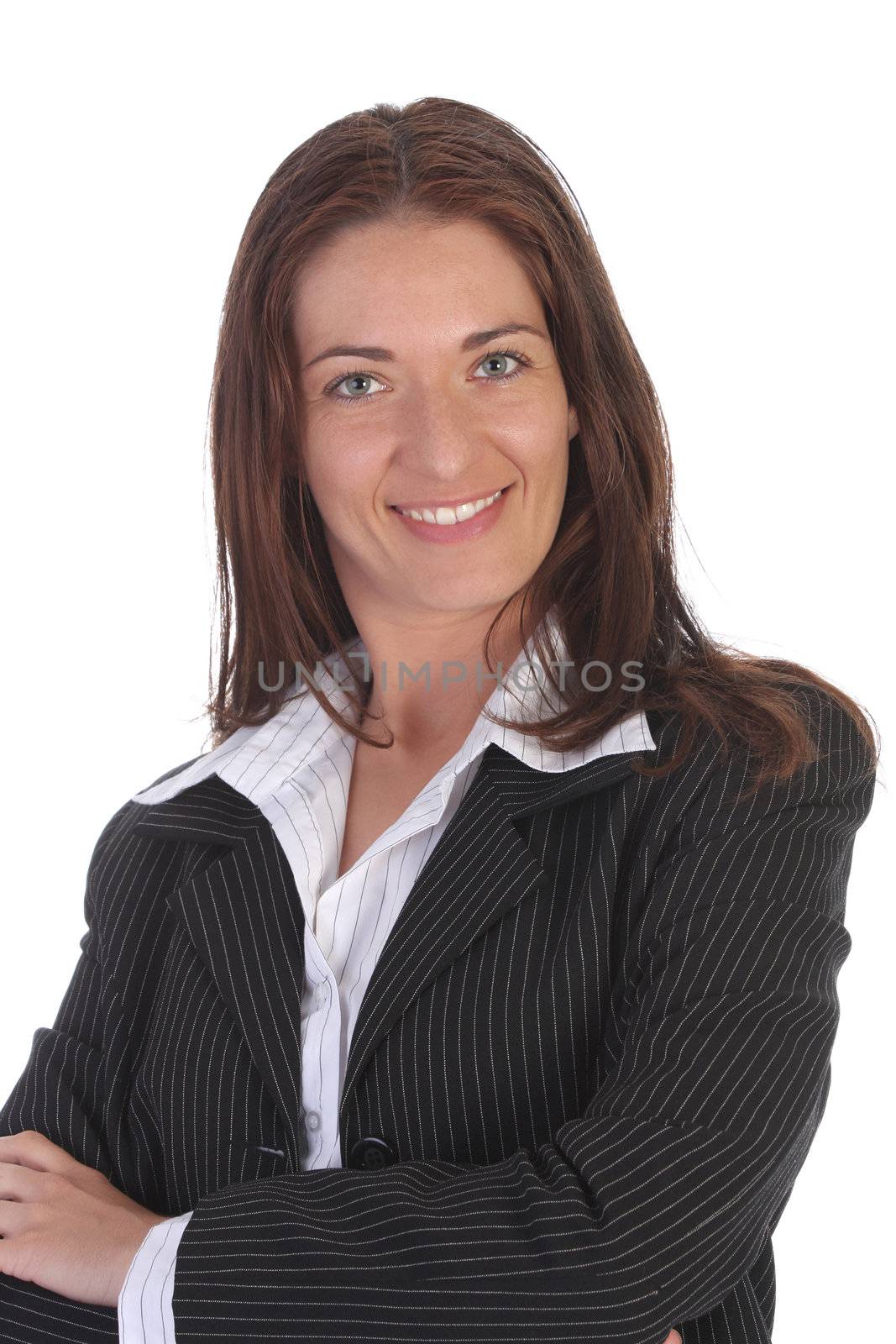 successful young business woman on white background