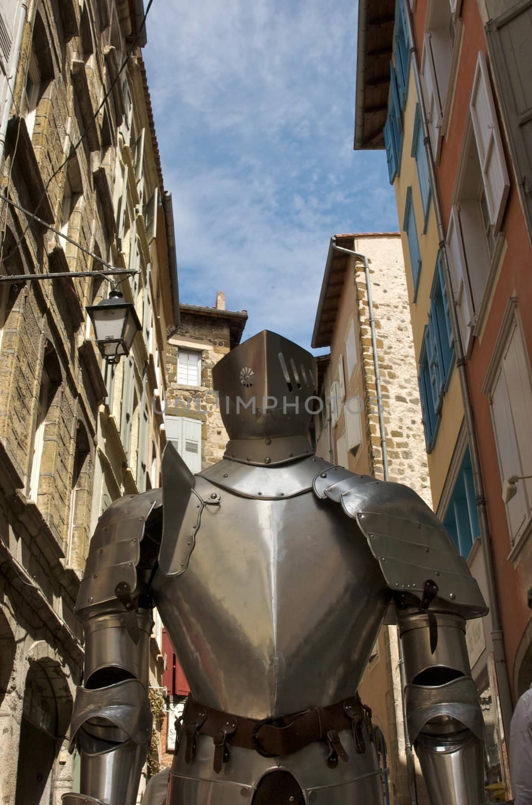 Suit of armor exhibited in the street of Puy en Velay, France