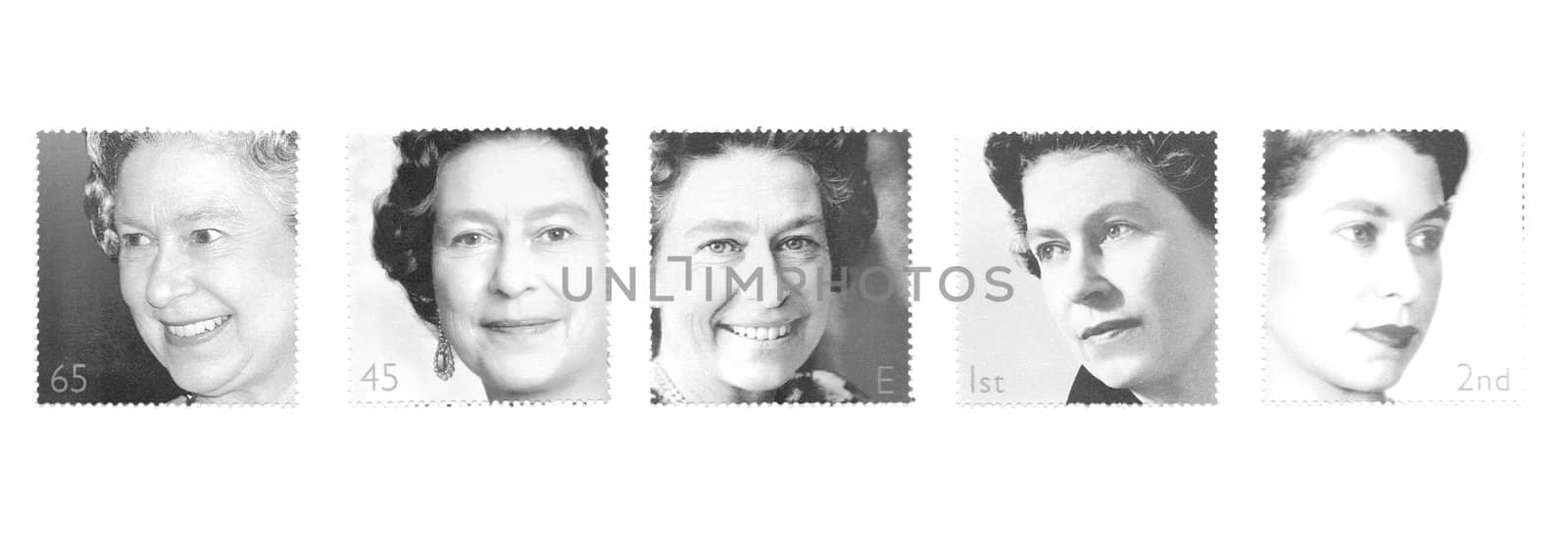 Queen Elizabeth, range of different stamp 